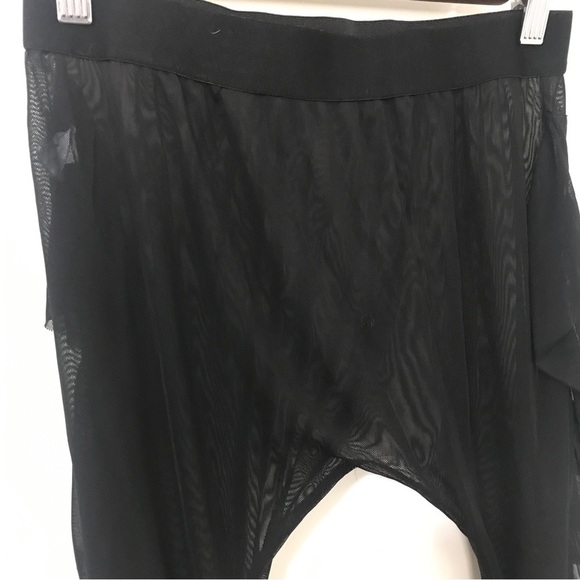 Kandyshop black sheer mesh swim cover up ruffle side leggings - Picture 7 of 10